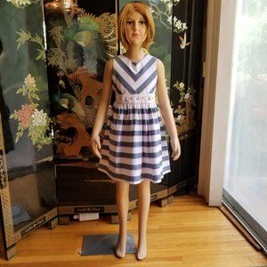 Bonnie Jean Size 6 Blue Striped Lace Dress
